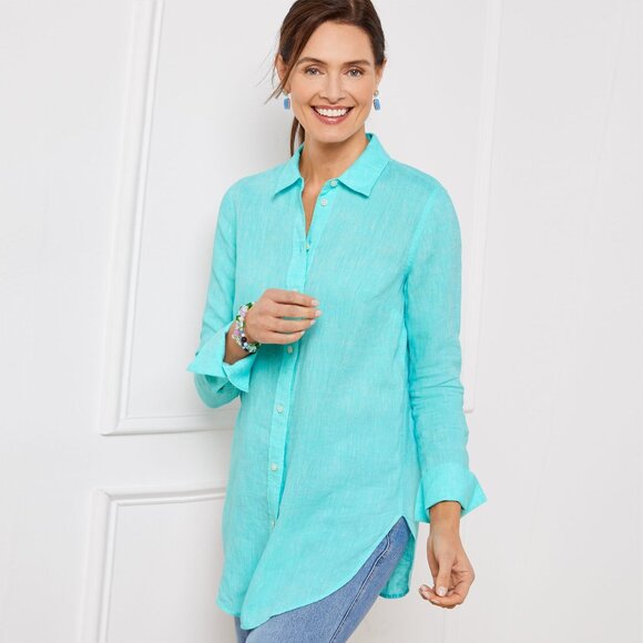 Talbots Tops - Talbots Linen Boyfriend Shirt - Cross Dye NWT
